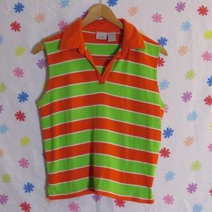 Vintage Striped Sleeveless Polo